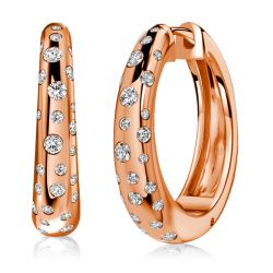 Italo Rose Gold White Sapphire Flush Setting Hoop Earrings