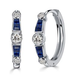 Italo Bezel Setting Vintage Silver Hoop Earrings For Women