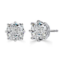 Italo 8 Prong Single Stone Cushion Cut Stud Earrings