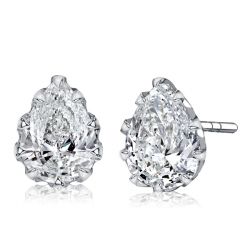 Italo Multi Prong Single Stone Pear Cut Stud Earrings White Sapphire Earrings