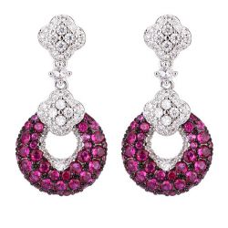 Italo Unique Round Cut Ruby Sapphire Earrings Drop Earrings