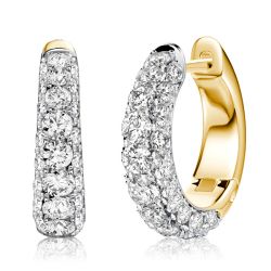 Italo Two Tone Micro Pave Silver Hoop Earrings For Women