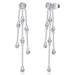 Italo Bezel Setting Round Cut Drop Earrings For Women Dangle Earring