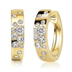 Italo Golden Flush Setting Cut Hoop Earrings For Women Waterfall Earrings