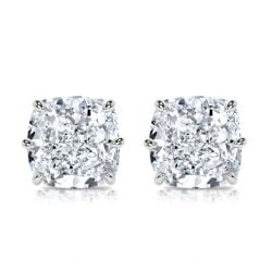 Italo 6 Prong 2 Carat Cushion Cut Stud Earrings For Women