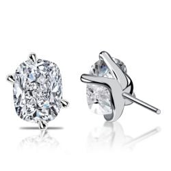 Italo Unique 4 Prong Cushion Cut Stud Earrings For Women
