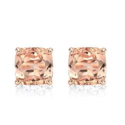 Italo Rose Gold Cushion Cut Champagne Stud Earrings For Women