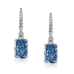 Italo Radiant Cut Blue Topaz Drop Earrings Sterling Silver Earrings For Women