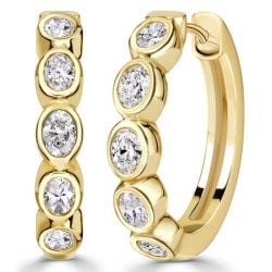 Italo Golden Bezel Setting Oval Cut Hoop Earrings For Women