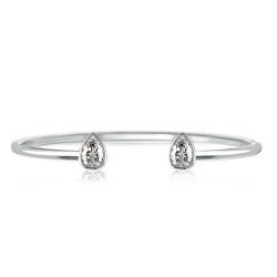 Bezel Pear Cut Open Bracelet