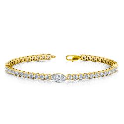 Marquise & Round Cut Tennis Bracelet In Golden