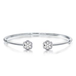 Halo Round Cut Cluster Cuff Bracelet