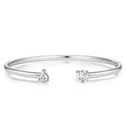 Pear & Heart Cut Twin Stone Cuff Bracelet