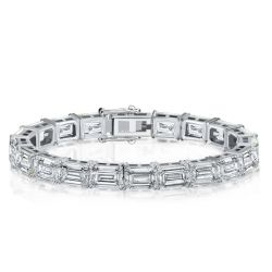 Classic Emerald Cut White Sapphire Tennis Bracelet For Women