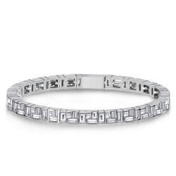 Stacked Design Bezel Baguette Tennis Bracelet For Women