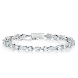 Alternating Marquise & Round Cut Tennis Bracelet