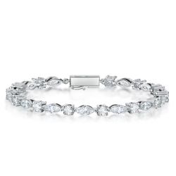 Alternating Marquise & Round Cut Tennis Bracelet