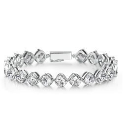 Cushion Cut Tennis Bracelet For Women In Sterling Silver