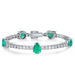 Italo Multi Cut Green & White Sapphire Tennis Bracelet