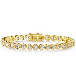 Italo Golden Bezel Heart Cut White Sapphire Tennis Bracelet