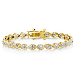 Italo Golden Bezel Pear Cut White Sapphire Tennis Bracelet