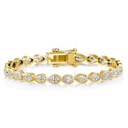 Italo Golden Bezel Pear Cut White Sapphire Tennis Bracelet