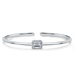 Italo Solitaire Emerald Cut White Sapphire Bangle Bracelet