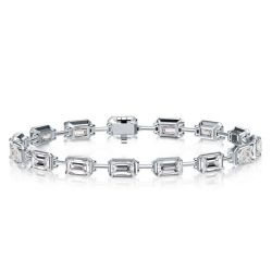 Italo Bezel Emerald Cut White Sapphire Tennis Bracelet