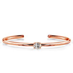 Rose Gold Dainty Oval Cut Cuff Bracelet For Women