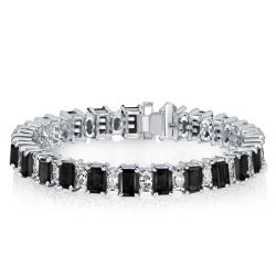 Alternating Black & White Sapphire Tennis Bracelet For Women