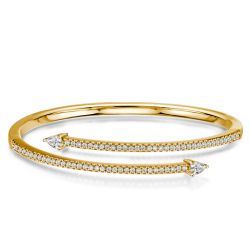 Golden Pear & Round Cut White Sapphire Bangle Bracelet