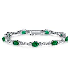 Italo Emerald Sapphire Oval Cut Tennis Bracelet For Women