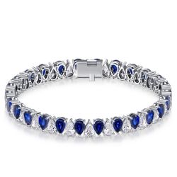 Italo White & Blue Sapphire Pear Cut Tennis Bracelet For Women