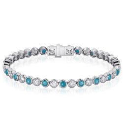 Italo Bezel Turquoise Bracelet White Sapphire Tennis Bracelet