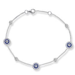 Italo Blue Sapphire Vintage Bracelet Halo Chain Bracelet