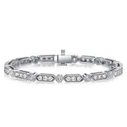 Italo Milgrain Bezel White Sapphire Tennis Bracelet For Women