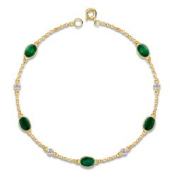 Italo Oval Cut Emerald Green Chain Bracelet For Women