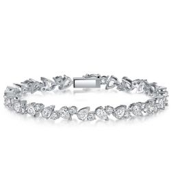 Italo Alternating Round & Pear Cut Tennis Bracelet For Women