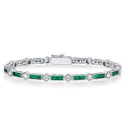 Italo Alternating Triple Emerald Tennis Bracelet For Women