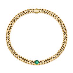 Italo Golden Emerald Sapphire Solitaire Bracelet Link Bracelet
