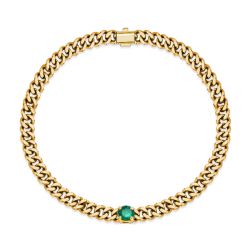 Italo Golden Emerald Sapphire Solitaire Bracelet Link Bracelet
