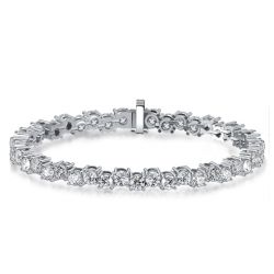 Italo White Sapphire Offset Tennis Bracelet In Sterling Silver