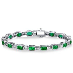 Italo Bezel Setting Cushion Cut Emerald Tennis Bracelet