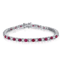 Italo Round Cut White & Ruby Tennis Bracelet For Women