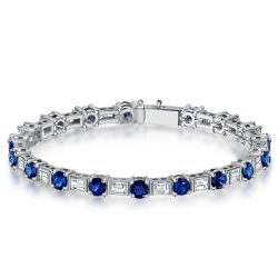 Italo Emerald & Round Cut Blue Sapphire Bracelets For Wedding