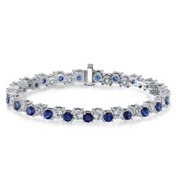 Italo White & Blue Sapphire Offset Bracelets For Wedding