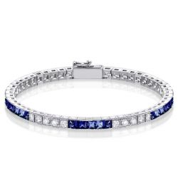 Italo Princess Cut Blue & White Sapphire Bracelet For Wedding
