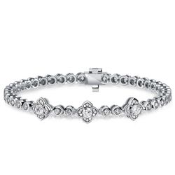 Italo Floral Round Cut Bracelets For Wedding Silver Bracelet