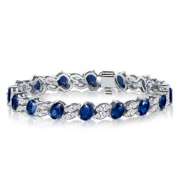 Italo Blue Sapphire Oval & Marquise Cut Bracelets For Wedding