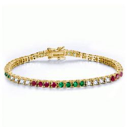 Italo Golden Emerald Sapphrie Ruby Tennis Bracelet